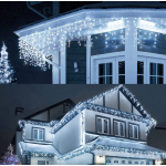 Instalatie 20 metri ALB RECE 500 LED tip turturi franjuri