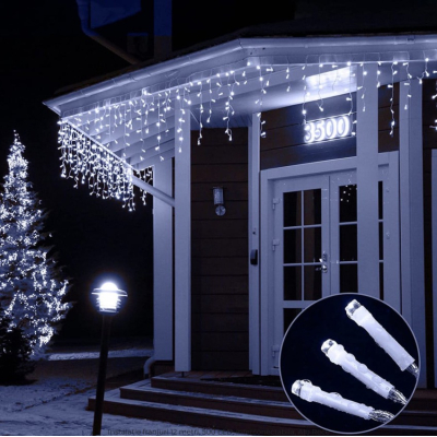 Instalatie 20 metri ALB RECE 500 LED tip turturi franjuri