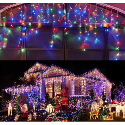 Instalatie 20 metri MULTICOLOR 500 LED tip turturi franjuri