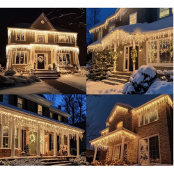 Instalatie 30 metri ALB CALD 1200 LED tip turturi franjuri