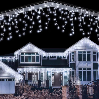 Instalatie 30 metri ALB RECE 1200 LED tip turturi franjuri