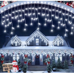 Instalatie 30 metri ALB RECE 1200 LED tip turturi franjuri