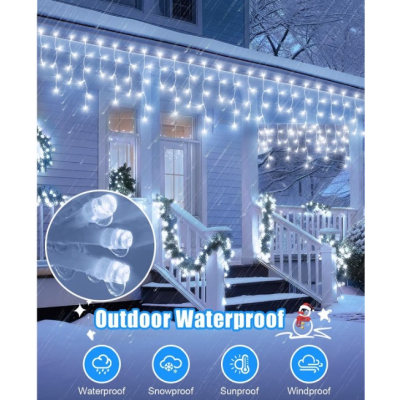 Instalatie 30 metri ALB RECE 1200 LED tip turturi franjuri