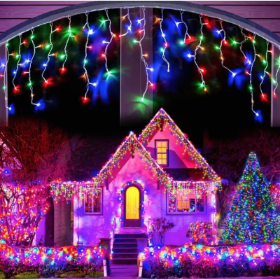 Instalatie 30 metri MULTICOLOR 1200 LED tip turturi franjuri