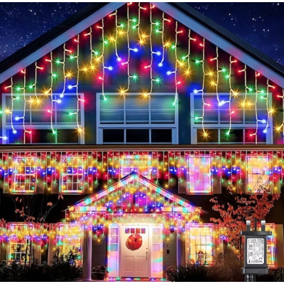 Instalatie 30 metri MULTICOLOR 1200 LED tip turturi franjuri