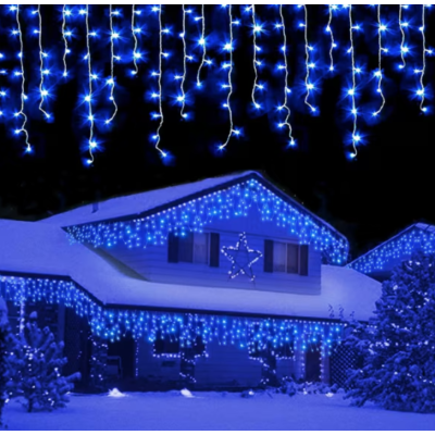 Instalatie de Craciun 1500 17 tip FRANJURI de 12 metri 320 LED ALBASTRA