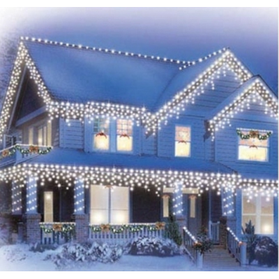 Instalatie de Craciun 1500 25 tip FRANJURI de 20 metri 430 LED ALB RECE