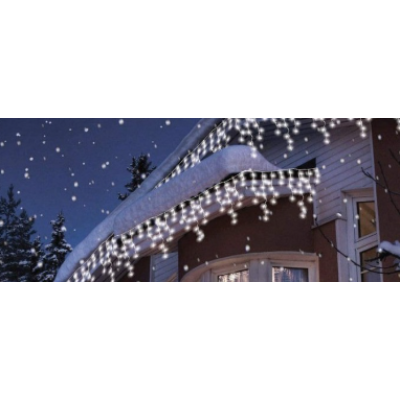 Instalatie de Craciun 1500 25 tip FRANJURI de 20 metri 430 LED ALB RECE