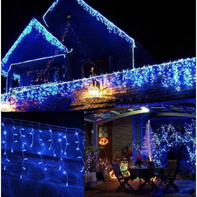Instalatie de Craciun 1500 25 tip FRANJURI de 20 metri 430 LED ALBASTRA
