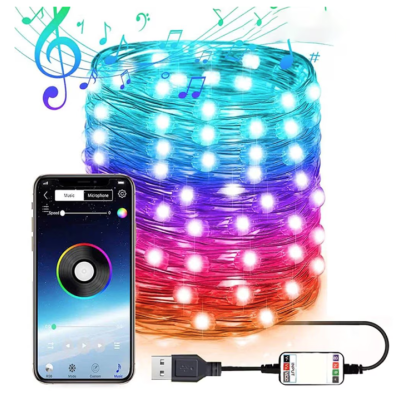 Instalatie decorativa RGB Cu Control Bluetooth Prin Aplicatie 5 metri Luminozitate Reglabila USB Multicolor