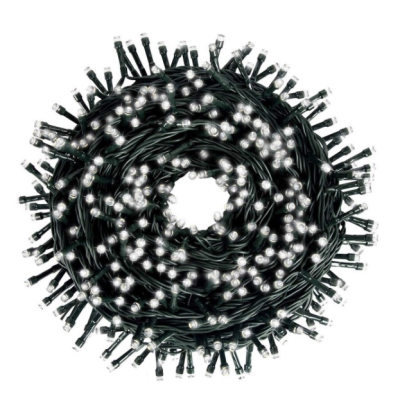 Instalatie liniara 100 LED 9m lumineaza intermitent ALB RECE