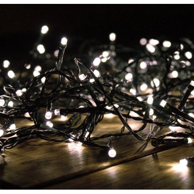 Instalatie liniara 100 LED 9m lumineaza intermitent ALB RECE