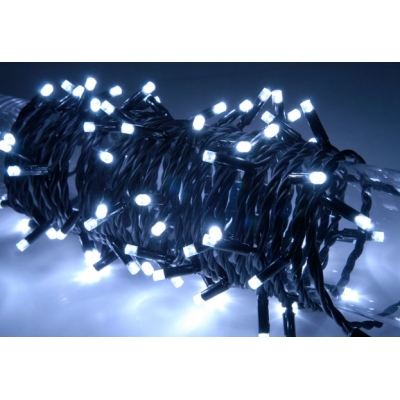 Instalatie liniara 100 LED 9m lumineaza intermitent ALB RECE