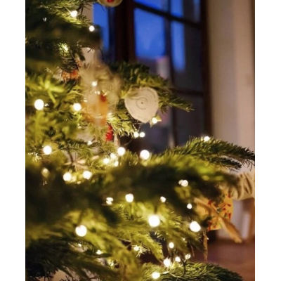 Instalatie liniara 100 LED 9m lumineaza intermitent ALB RECE