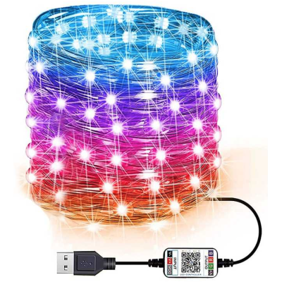 Instalatie luminoasa inteligenta bluetooth 4.0 control din aplicatie conectare prin USB 5 metri multicolora