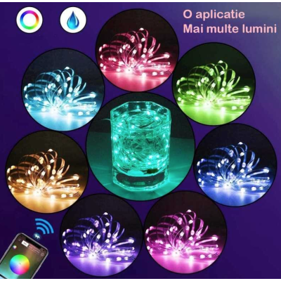 Instalatie luminoasa inteligenta bluetooth 4.0 control din aplicatie conectare prin USB 5 metri multicolora