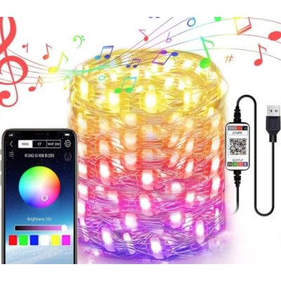 Instalatie luminoasa inteligenta bluetooth 4.0 control din aplicatie conectare prin USB 5 metri multicolora