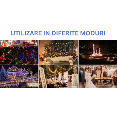 Instalatie multicolora 100m tip rola cu 480 LED 8 efecte de iluminare