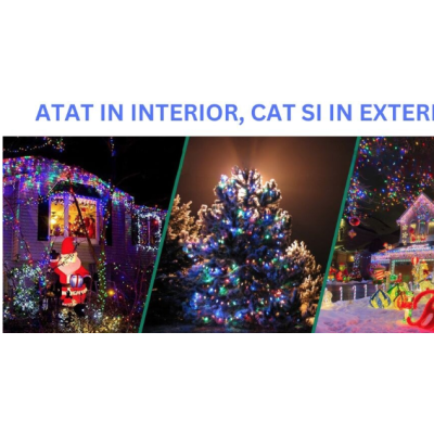 Instalatie multicolora 100m tip rola cu 480 LED 8 efecte de iluminare