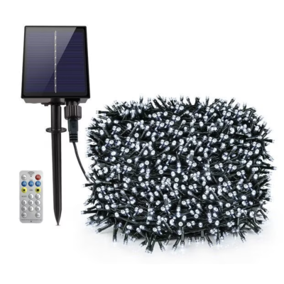 Instalatie solara 1000 LED de 100 metri cu telecomanda pentru exterior ALB RECE HS