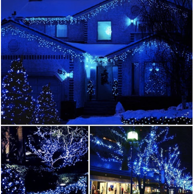 Instalatie solara 1000 LED de 100 metri cu telecomanda pentru exterior ALBASTRA HS