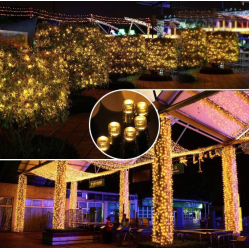 Instalatie solara 1500 16 ALB CALD cu 320 led lungime 12 metri telecomanda