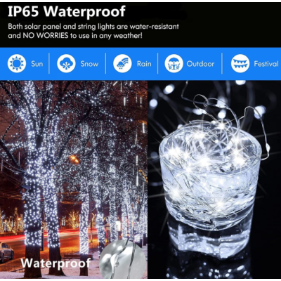 Instalatie solara 30 metri cu 300 LED fir CUPRU telecomanda ALB RECE 1500 21