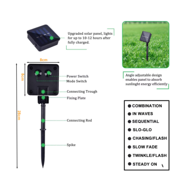 Instalatie solara 30 metri cu 300 LED fir CUPRU telecomanda ALB RECE 1500 21