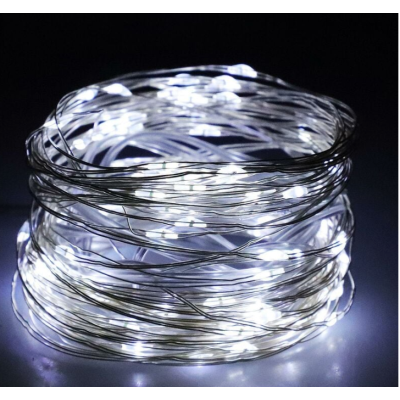 Instalatie solara 30 metri cu 300 LED fir CUPRU telecomanda ALB RECE 1500 21