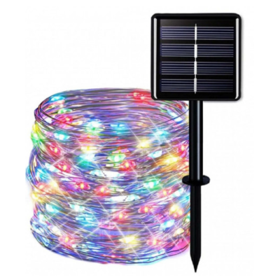 Instalatie solara 30 metri cu 300 LED fir CUPRU telecomanda MULTICOLOR 1500 21