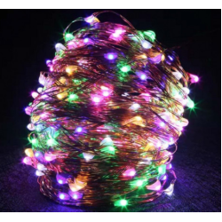 Instalatie solara 30 metri cu 300 LED fir CUPRU telecomanda MULTICOLOR