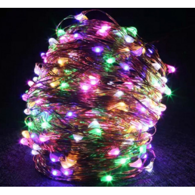 Instalatie solara 30 metri cu 300 LED fir CUPRU telecomanda MULTICOLOR 1500 21