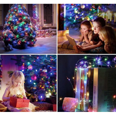 Instalatie solara 30 metri cu 300 LED fir CUPRU telecomanda MULTICOLOR 1500 21