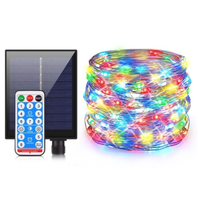 Instalatie solara 30 metri cu 300 LED fir CUPRU telecomanda MULTICOLOR 1500 21