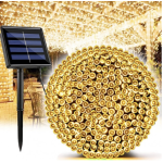 Instalatie solara 500 LED de 50 metri cu telecomanda pentru exterior ALB CALD HS