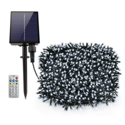 Instalatie solara 500 LED de 50 metri cu telecomanda pentru exterior ALB RECE HS