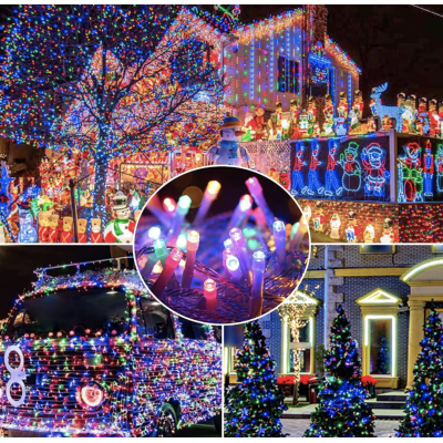 Instalatie solara 500 LED de 50 metri cu telecomanda pentru exterior MULTICOLOR HS