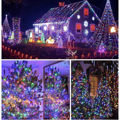 Instalatie solara 500 LED de 50 metri cu telecomanda pentru exterior MULTICOLOR HS