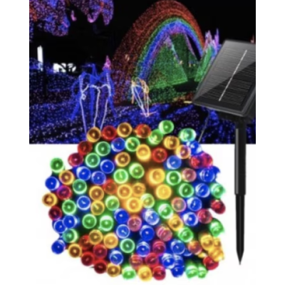 Instalatie solara 500 LED de 50 metri cu telecomanda pentru exterior MULTICOLOR HS