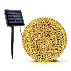 Instalatie solara decorativa lungime 30 metri cu 300 LED ALB CALD