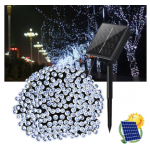 Instalatie solara decorativa lungime 30 metri cu 300 LED ALB RECE