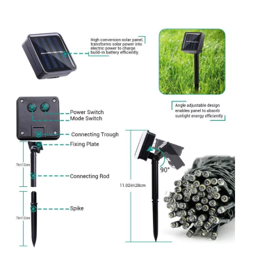 Instalatie solara decorativa 450 LED lungime 45 metri 1500 12 ALB CALD