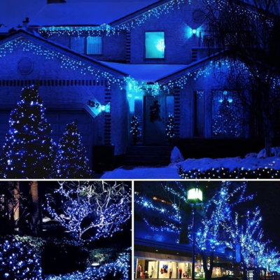 Instalatie solara decorativa 600 LED lungime 60 metri 1500 15 ALBASTRA