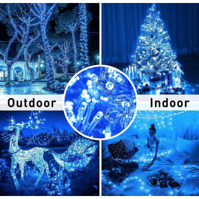 Instalatie solara decorativa 600 LED lungime 60 metri 1500 15 ALBASTRA