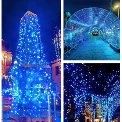 Instalatie solara decorativa 600 LED lungime 60 metri 1500 15 ALBASTRA
