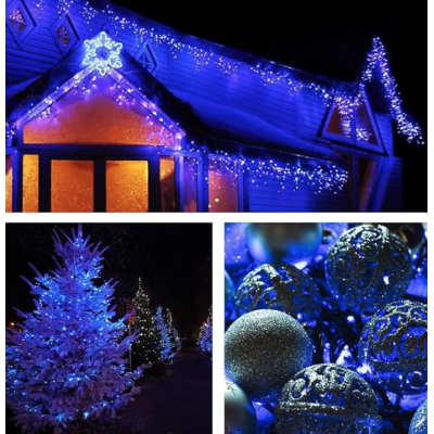 Instalatie solara decorativa 600 LED lungime 60 metri 1500 15 ALBASTRA