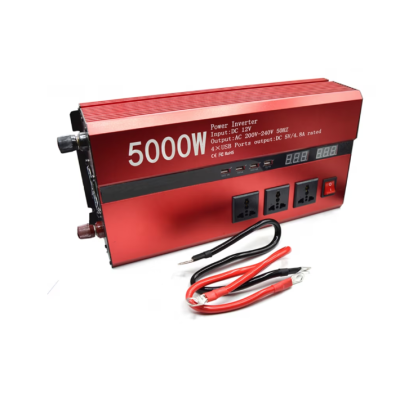 Invertor cu Display Dublu 5000W 12-220V Port-uri USB Priza ROSU