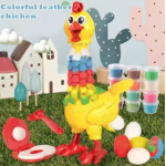 Jucarie interactiva cu plastilina Puiul amuzant cu pene colorate