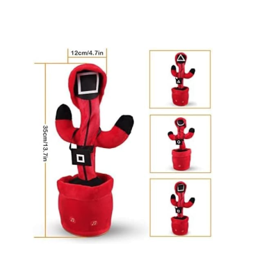 Jucarie interactiva tip cactus model Squid Game cu LED-uri Dansator Vorbitor Imita ROSU
