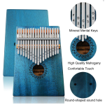 Kalimba 101 Instrument muzical ALBASTRU din lemn 17 note 